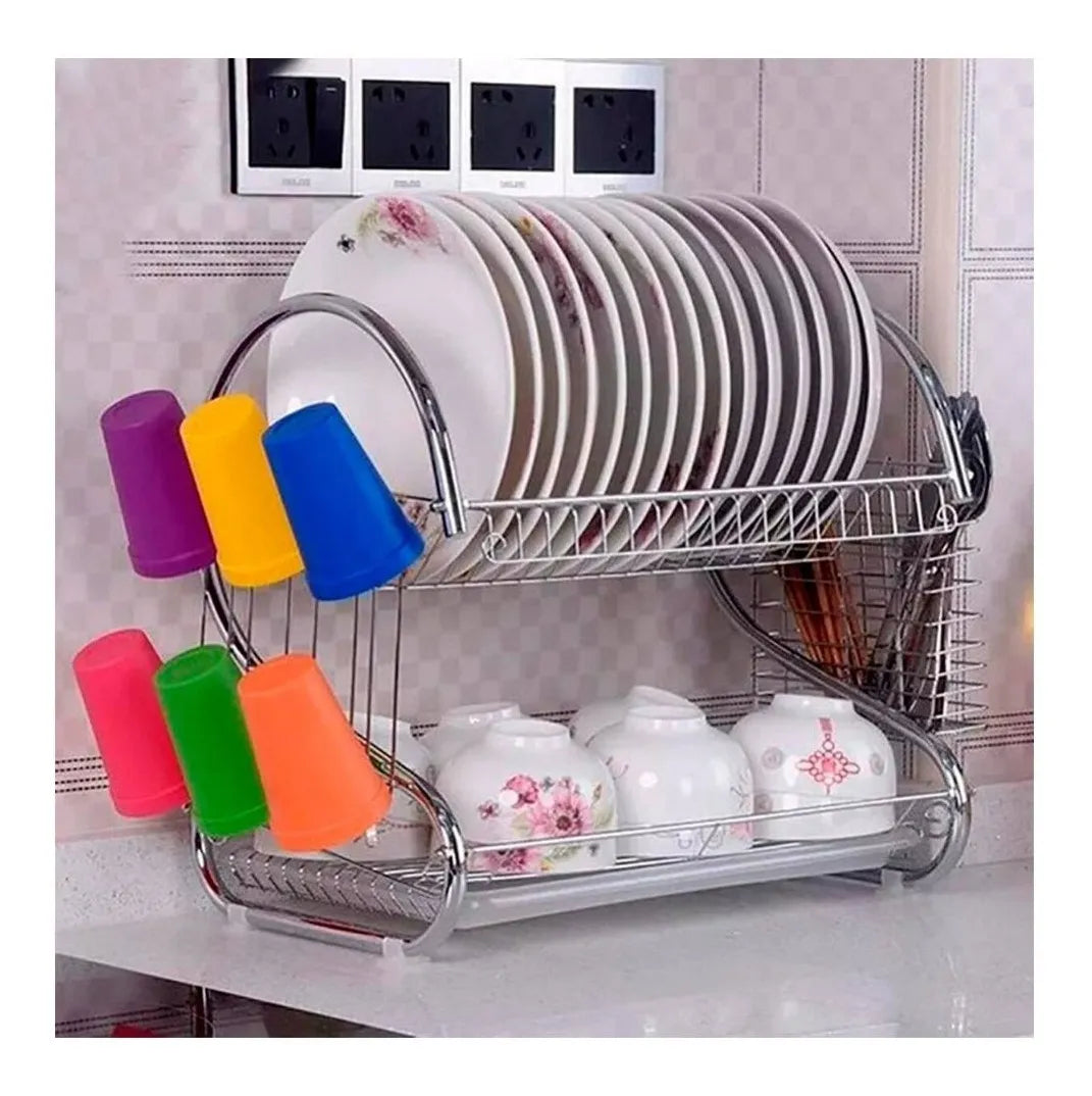 ESCURRIDOR DE PLATOS 2 NIVELES CROMADO