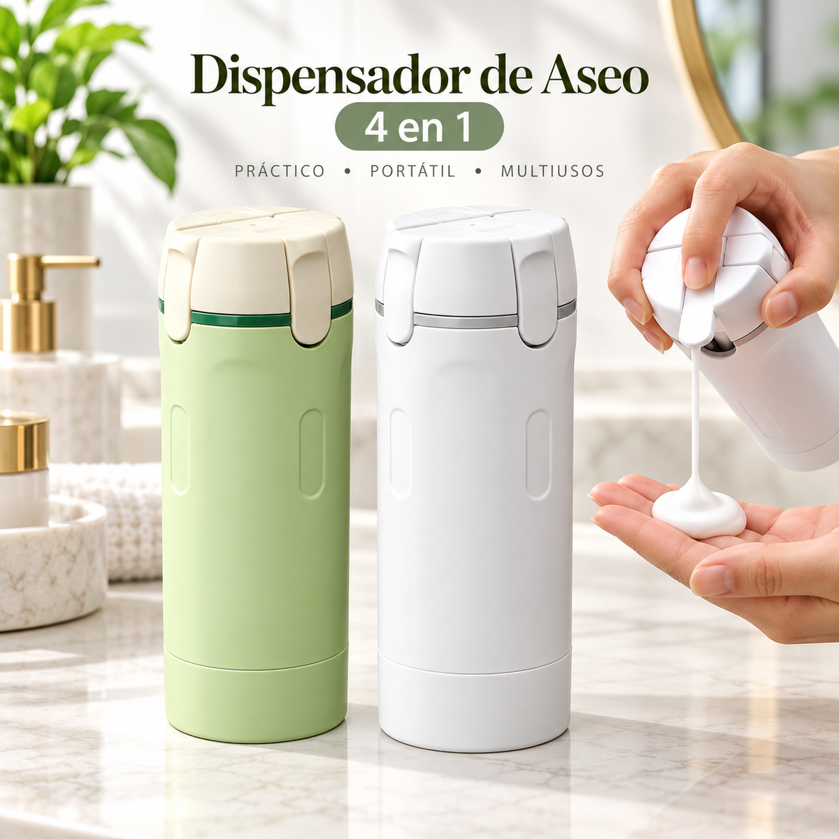 Dispensador portátil de aseo aseo 4 en 1